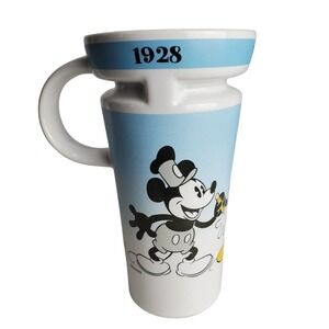 Disney Mickey Mouse Coffee Mug Travelling Cup Today 1935 1928 Tall Ceramic 12oz
